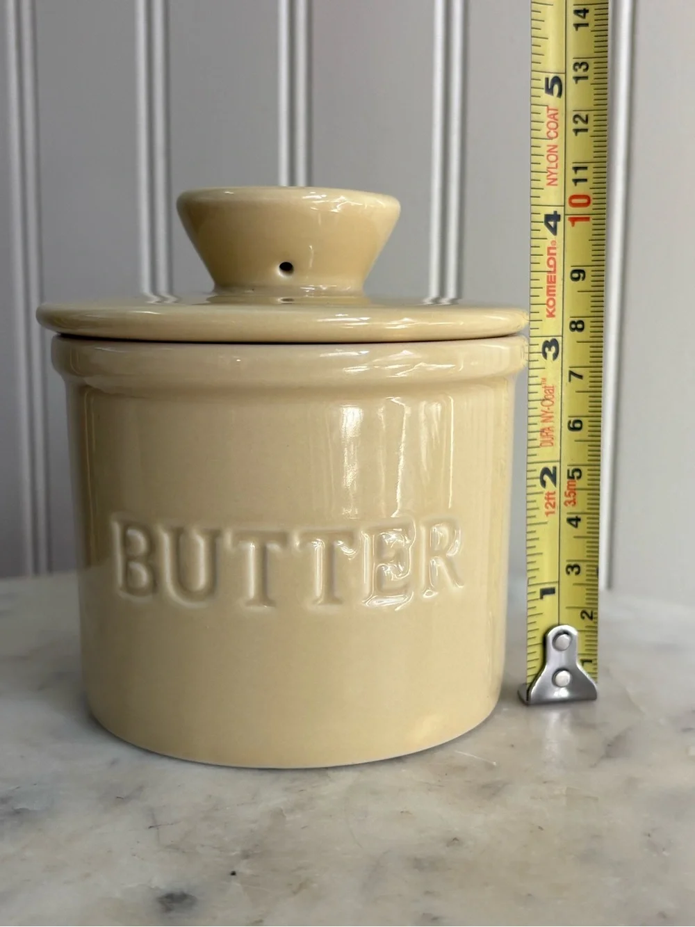 Ceramic Yellow Round Butter Bell LIKE NEW! Farmhouse Cottagecore Country Grandma
